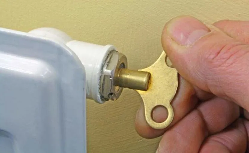 Ключом или отверткой откручивают клапан до тех пор, пока не послышится характерное шипение