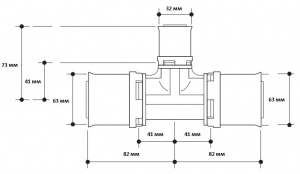 Редукционный тройник PPSU alpex L- размер 63-32-63 мм