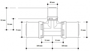 Редукционный тройник MS alpex L- размер 75-40-75 мм