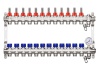Коллектор для тёплого пола 1" х G 3/4" HEIMSHAFT на 12 выходов с расх-ми,манометром,ручным в/о,нерж. cт