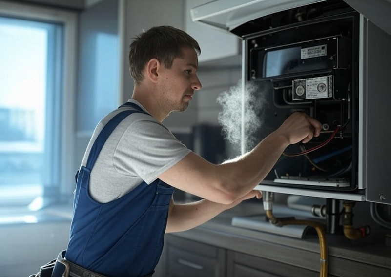 Процесс чистки газового котла