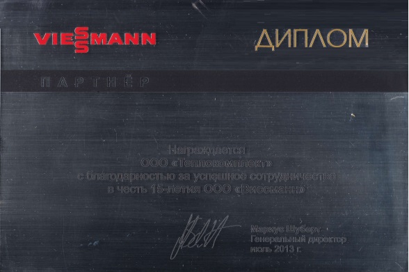 Диплом партнера виссманн 2013